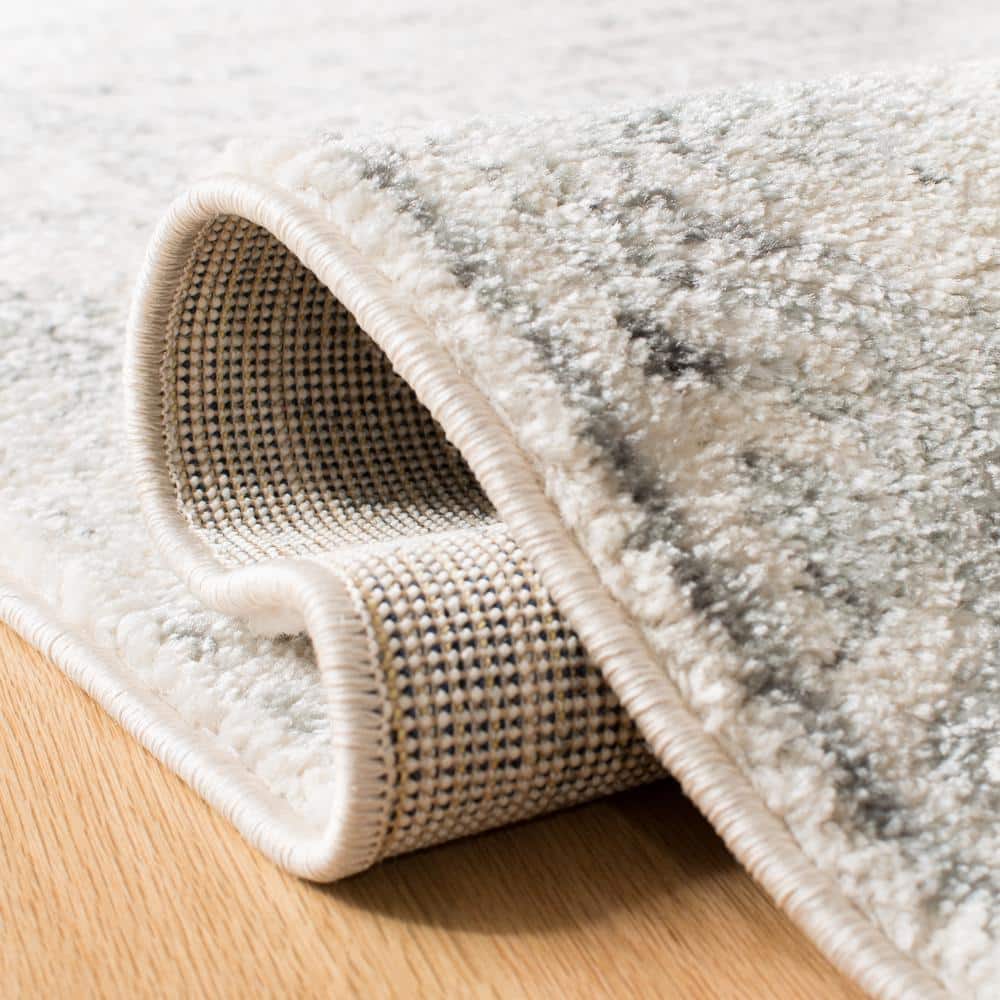 Modern Boho-Chic Ivory and Grey Hand-Knotted Area Rug