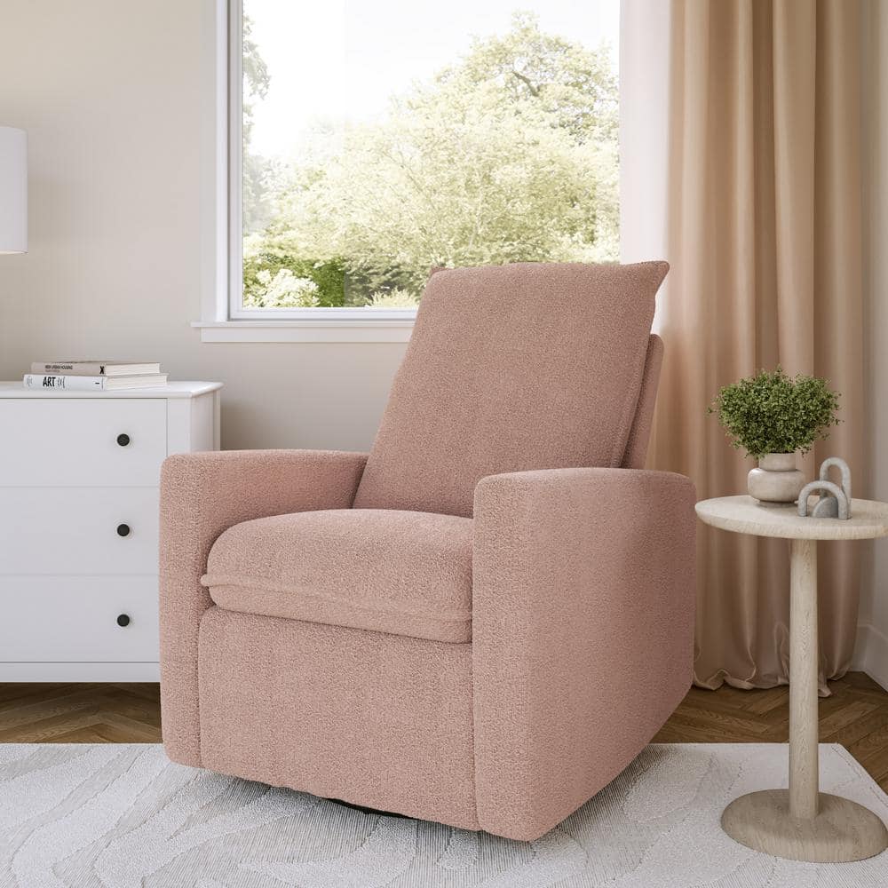 CORLIVING Caillie Pink Boucle Glider Recliner Chair LRB658G The