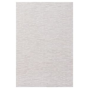 Hillah Modern Ivory/Beige 7 ft. 9 in. x 9 ft. 9 in. Striped Organic Wool Indoor Area Rug