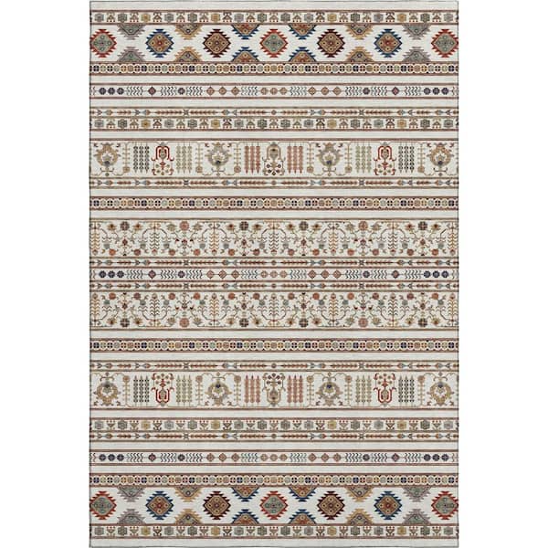 Mayfield Premium Machine Washable Abstract AMF2244 Ivory 10 ft. x 14 ft. Area Rug