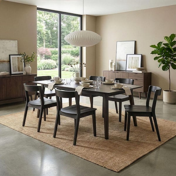 Glamour Home Astor Black Solid Wood Chair with Curved Back (Set of