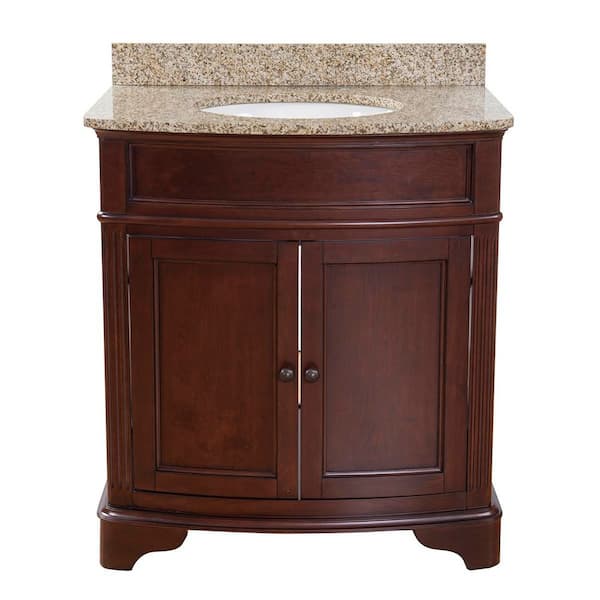 Terryn 31 in. Single Sink Cherry Bath Vanity with Beige Granite Top (Assembled)