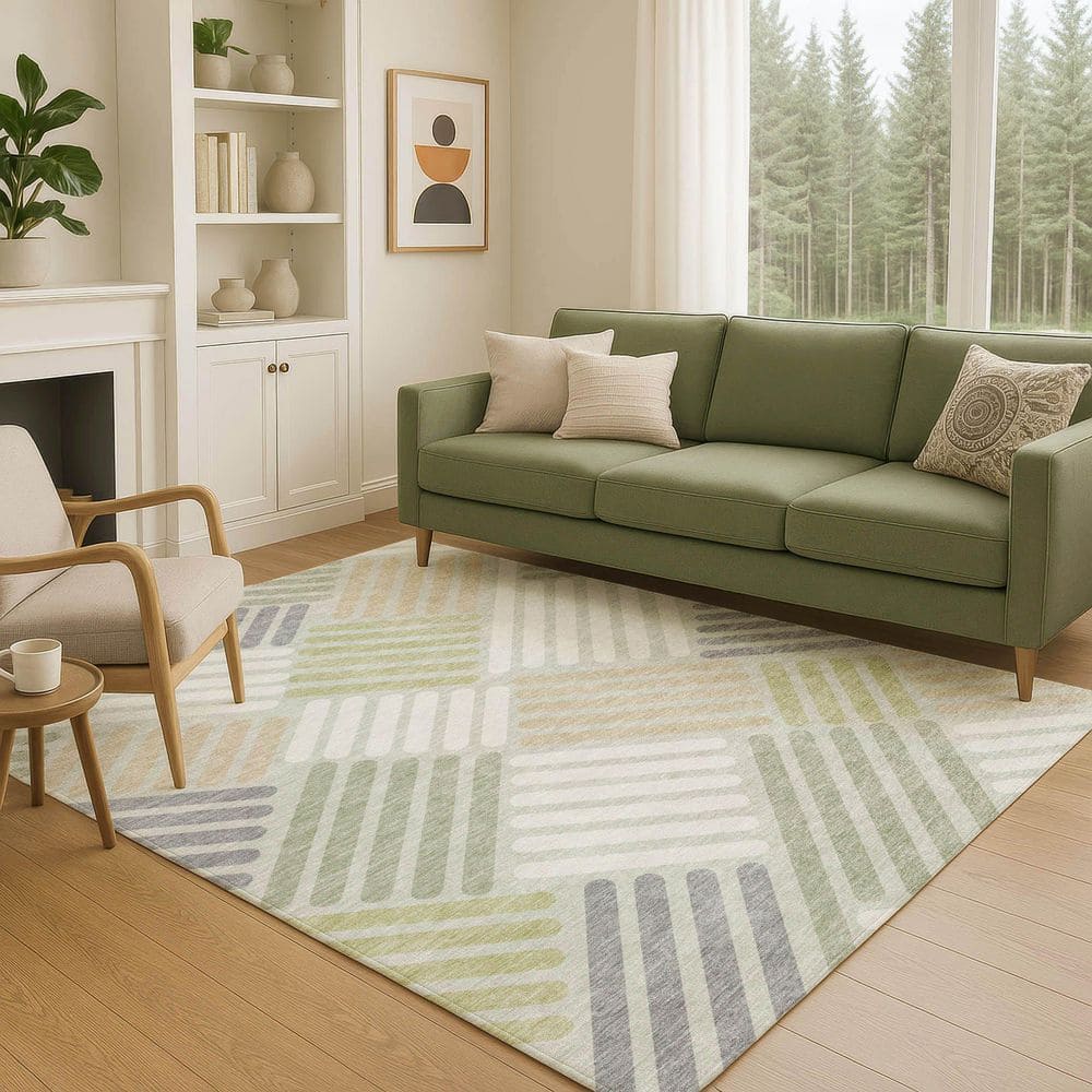 Chantille Machine Washable Indoor/Outdoor Abstract ACN2339 Aloe 9 ft. x 12 ft. Area Rug price history on PriceWatchPro