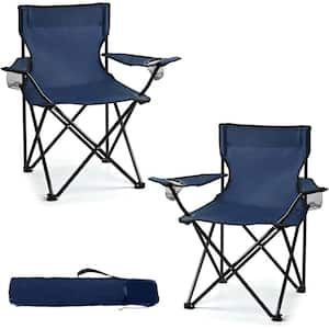 Navy Blue Alloy Steel Frame Lightweight Portable Folding Camping Chair with Carry Bag, (2-Pack)