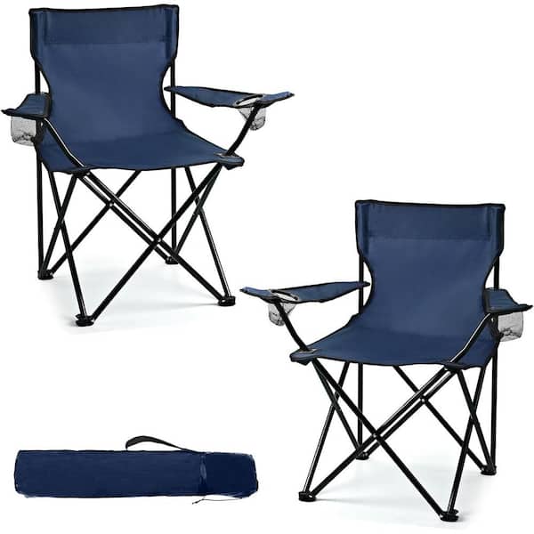 ITOPFOX Navy Blue Alloy Steel Frame Lightweight Portable Folding Camping Chair with Carry Bag, (2-Pack)