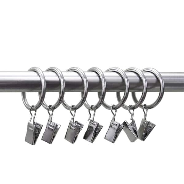 Home Decorators Collection Brushed Nickel Steel Curtain Rings with Clips ( Set of 7) DHU-BN888002 - The Home Depot