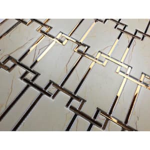 Sand Stone French Pattern Mosaic 6 in. x 6 in. Acrylic & Mirror Decorative Wall Tile (19.5 sq. ft. / case)