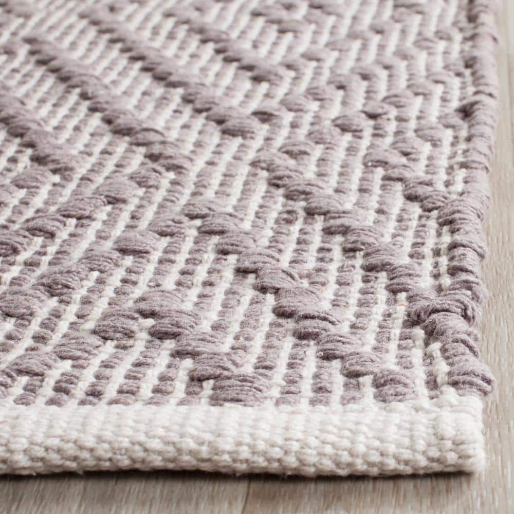 Montauk Grey and Ivory Handwoven Cotton Area Rug, 5' x 8'