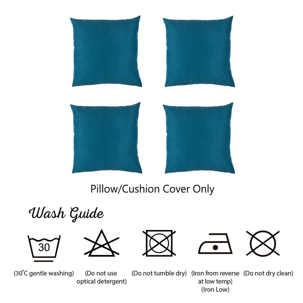 Tahitian Tide Blue Polyester Square Pillow Covers Set of 4