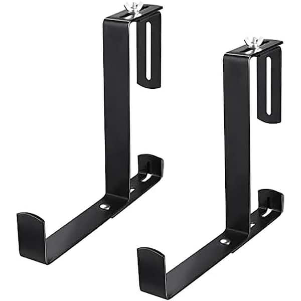 Plant Hanger Wall Hooks Adjustable Iron Black Square Indoor Outdoor Flower Pot Holder with Anchors 2 Pack