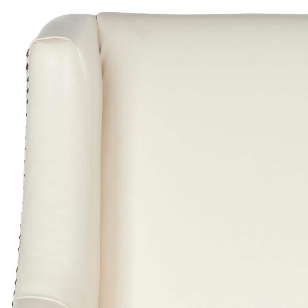 Contemporary White Faux Leather Arm Chair with Silver Nailhead Trim