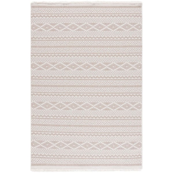 Wicker 5 ft. x 8 ft. Ivory/Beige Geometric Striped Indoor/Outdoor Area Rug