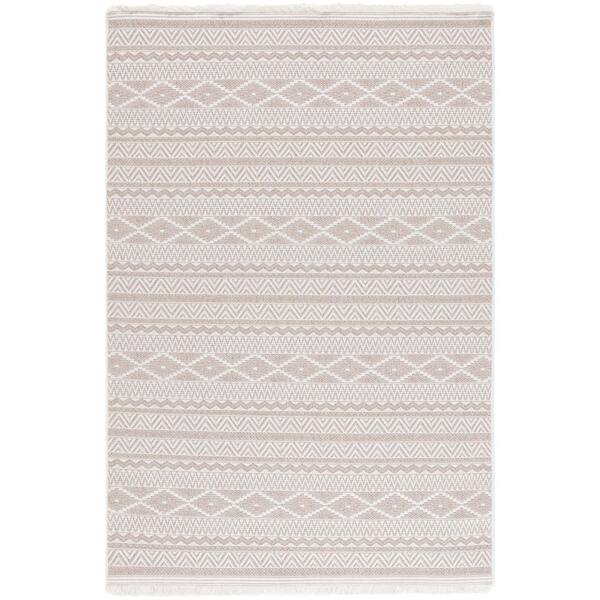 Wicker 9 ft. x 12 ft. Ivory/Beige Geometric Striped Indoor/Outdoor Area Rug