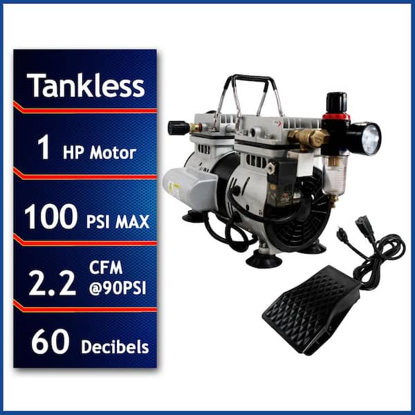 California Air Tools Tankless Portable 1.0 HP Ultra Quiet and Oil-Free Electric Air Compressor