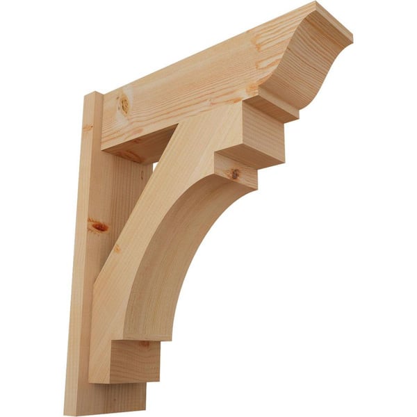 Ekena Millwork 8 in. x 28 in. x 24 in. Merced Traditional Smooth Douglas Fir Outlooker