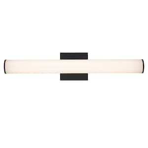 Whitley 24 in. 1-Light Black Integrated LED Bathroom Vanity Light with Rounded Linear Acrylic Shade