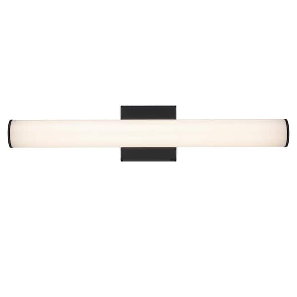 Bel Air Lighting Whitley 24 in. 1-Light Black Integrated LED Bathroom Vanity Light with Rounded Linear Acrylic Shade