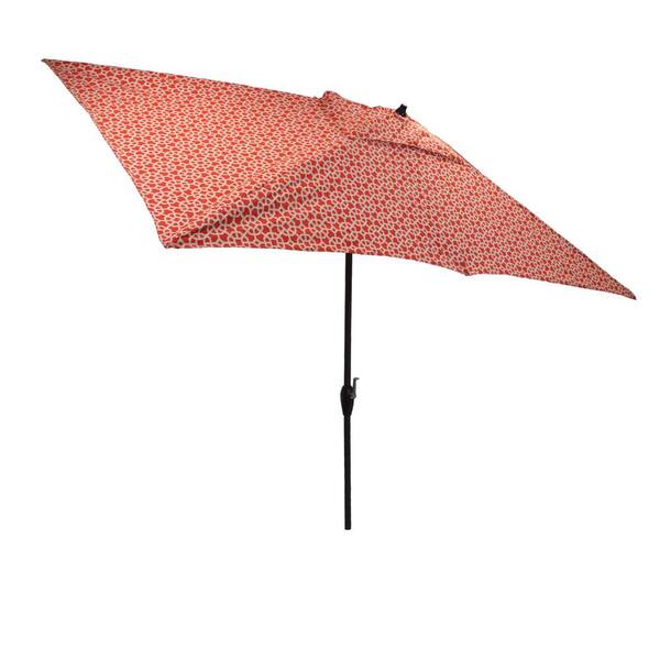 Unbranded 10 ft. x 6 ft. Aluminum Market Patio Umbrella in Ruby Geo with Push-Button Tilt