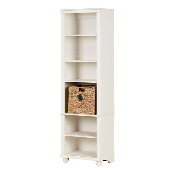 South Shore Hopedale White Wash and Beige 6-Shelf Bookcase
