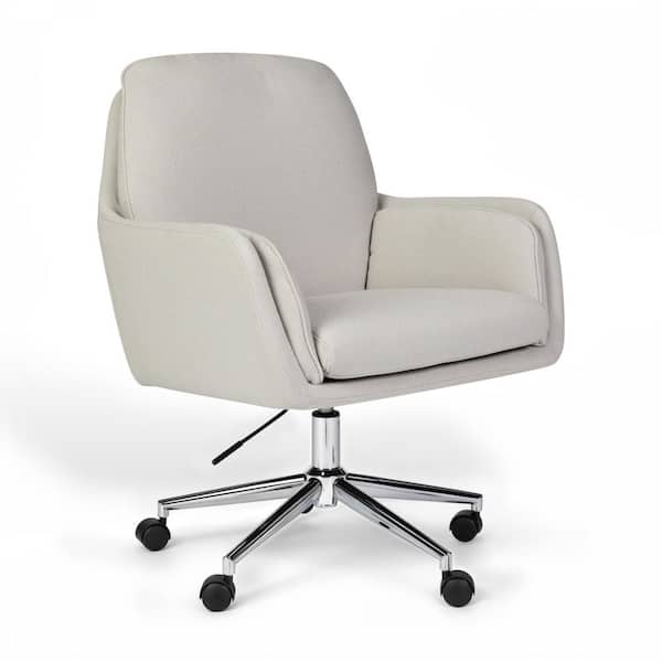 Clara Fabric Swivel Office Chair in Bedford Gray/Polished Nickel with Arms