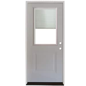 34 in. x 80 in. Element Series 1-Panel 1/2 Lite Mini-Blind White Primed Steel Prehung Front Door