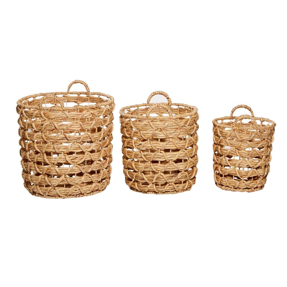 Coastal Seagrass Round Storage Baskets, Set of 3 - Tawny Brown