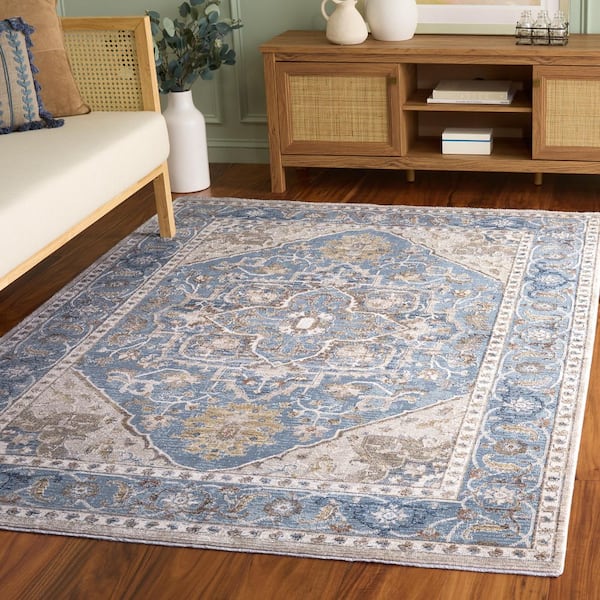 Ellwood 8 ft. x 10 ft. Blue/Beige Medallion Area Rug