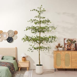 Artificial 10 ft. Black Olive Tree with White Planter Faux Olive Trees for Indoor Outdoor Home Decor