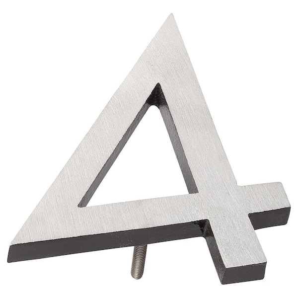 Montague Metal Products 6 in. Satin Nickel/Black 2-Tone Aluminum Floating or Flat Modern House Number 4