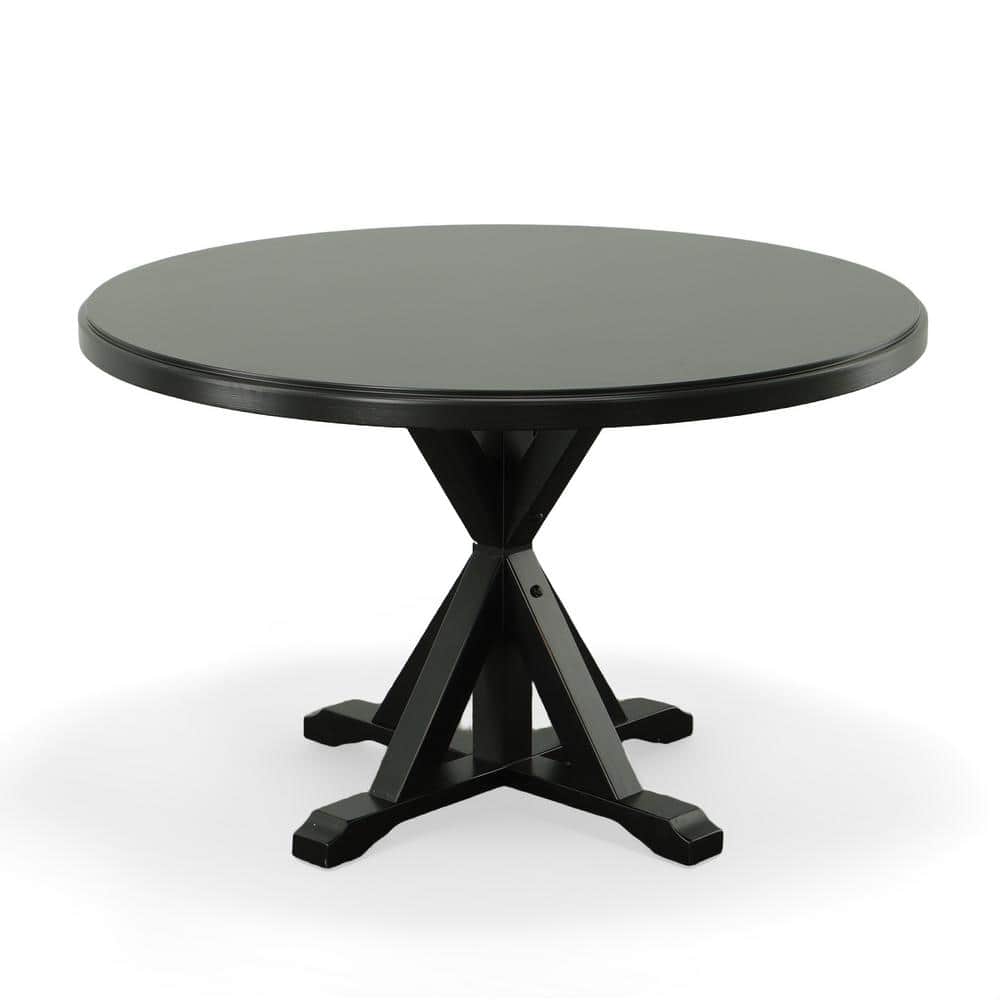 Winslet Round Black Wood X Base Dining Table