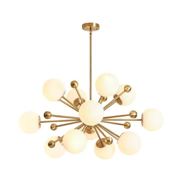 Rennnsan Tusten 37.8 in. 12-Light Brass Modern Sputnik Chandelier