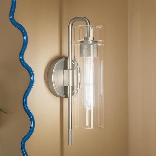 Niccol 16" 1-Light Wall Sconce With Clear Glass in Brushed Nickel