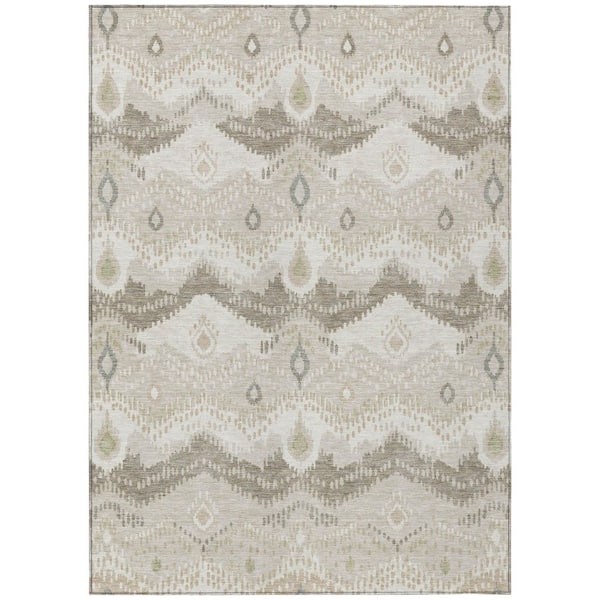 Chantille Machine Washable Indoor/Outdoor Abstract ACN3074 Linen 9 ft. x 12 ft. Area Rug