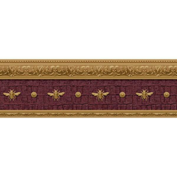 The Wallpaper Company 8 in. x 10 in. Cordovan Bee Medallion Border Sample