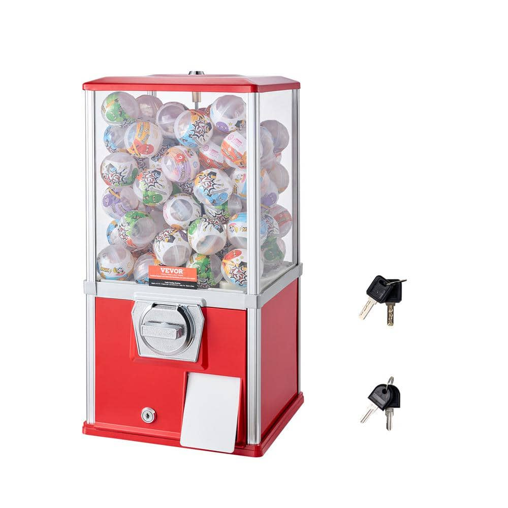 VEVOR Gumball Machine for Kids 21 in. Height Home Vending Machine PS Bouncy Balls Dispenser Hold 180 Capsule Toys, Red