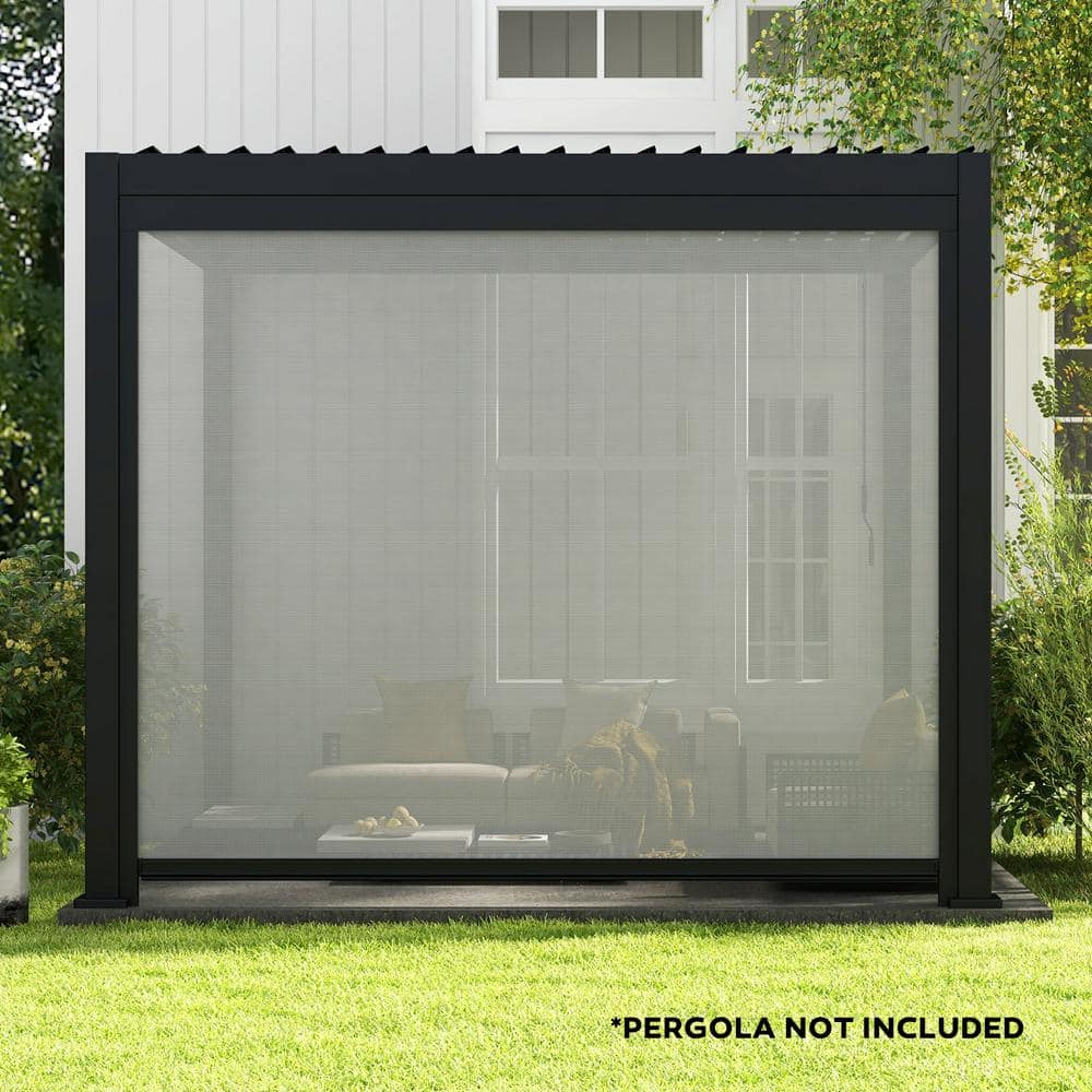 Charcoal Black Adjustable Pull-Down Privacy Screen for Pergola