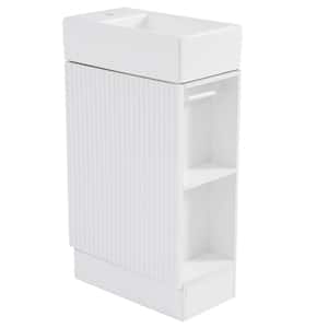 18.6 in. W x 10.6 in. D x 33.2 in. H Bath Vanity in White with Toilet Paper Holder and White Ceramic Top