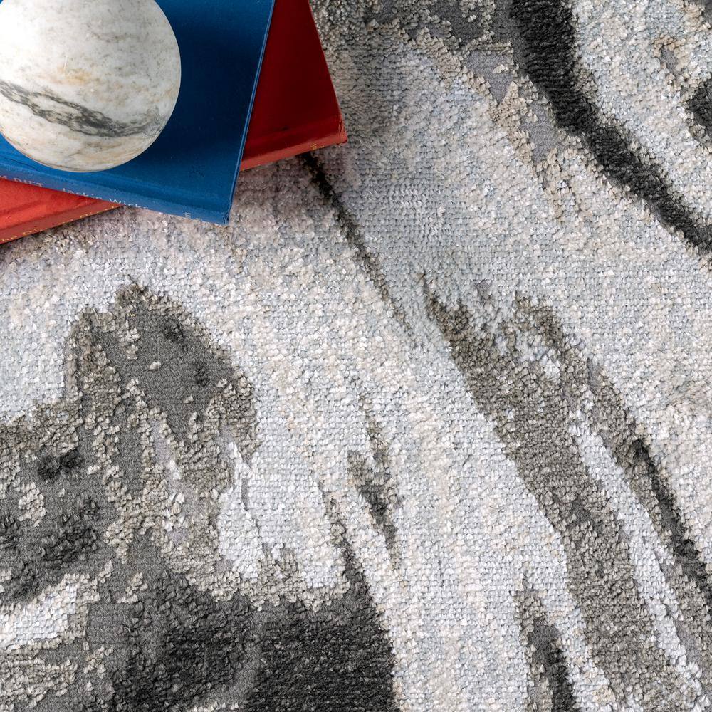 Abstract Braided Marble 5'x8' Area Rug in Gray Synthetic