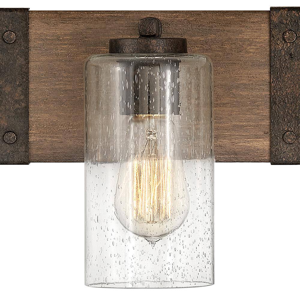Sequoia Iron Rust 3-Light Bath Vanity with Clear Seedy Glass