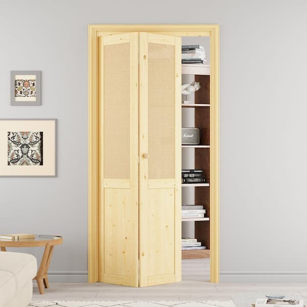 ARK DESIGN 36 in. x 80 in. Half Paneled Solid Core Unfinished Pine