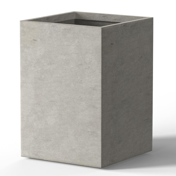 Modern 19 in. High Large Tall Elongated Square Light Gray Outdoor Cement Planter Plant Pots