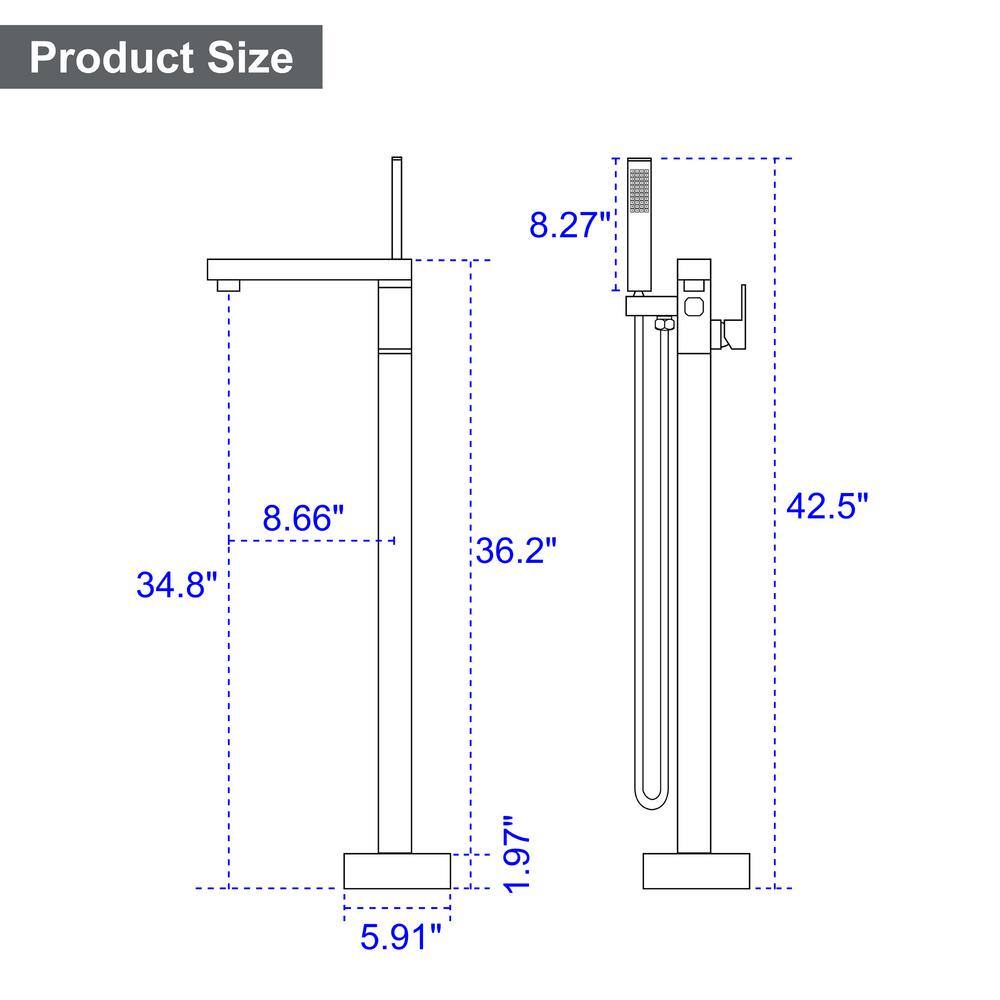 Brushed Gold Stainless Steel Freestanding Tub Faucet with Hand Shower