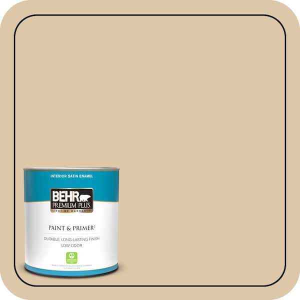 BEHR PREMIUM PLUS 1 qt. #PPU4-13 Sand Motif Satin Enamel Low Odor Interior Paint & Primer
