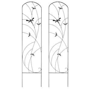 55 in. Steel Dragonfly Delight Decorative Garden Trellis - (Set of 2)