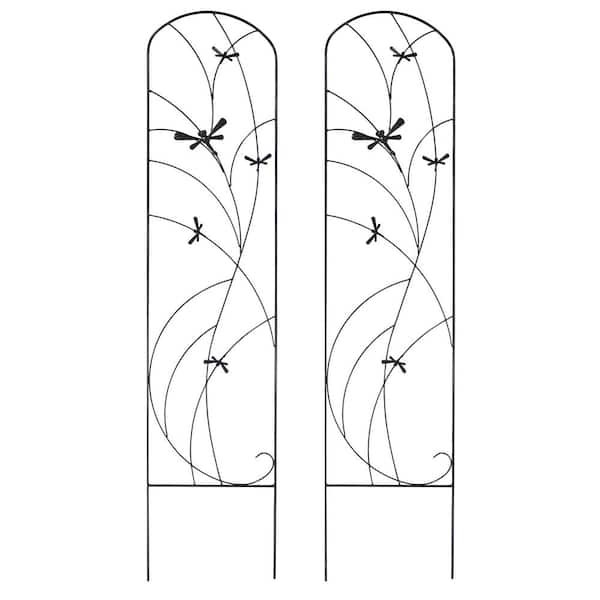 55 in. Steel Dragonfly Delight Decorative Garden Trellis - (Set of 2)