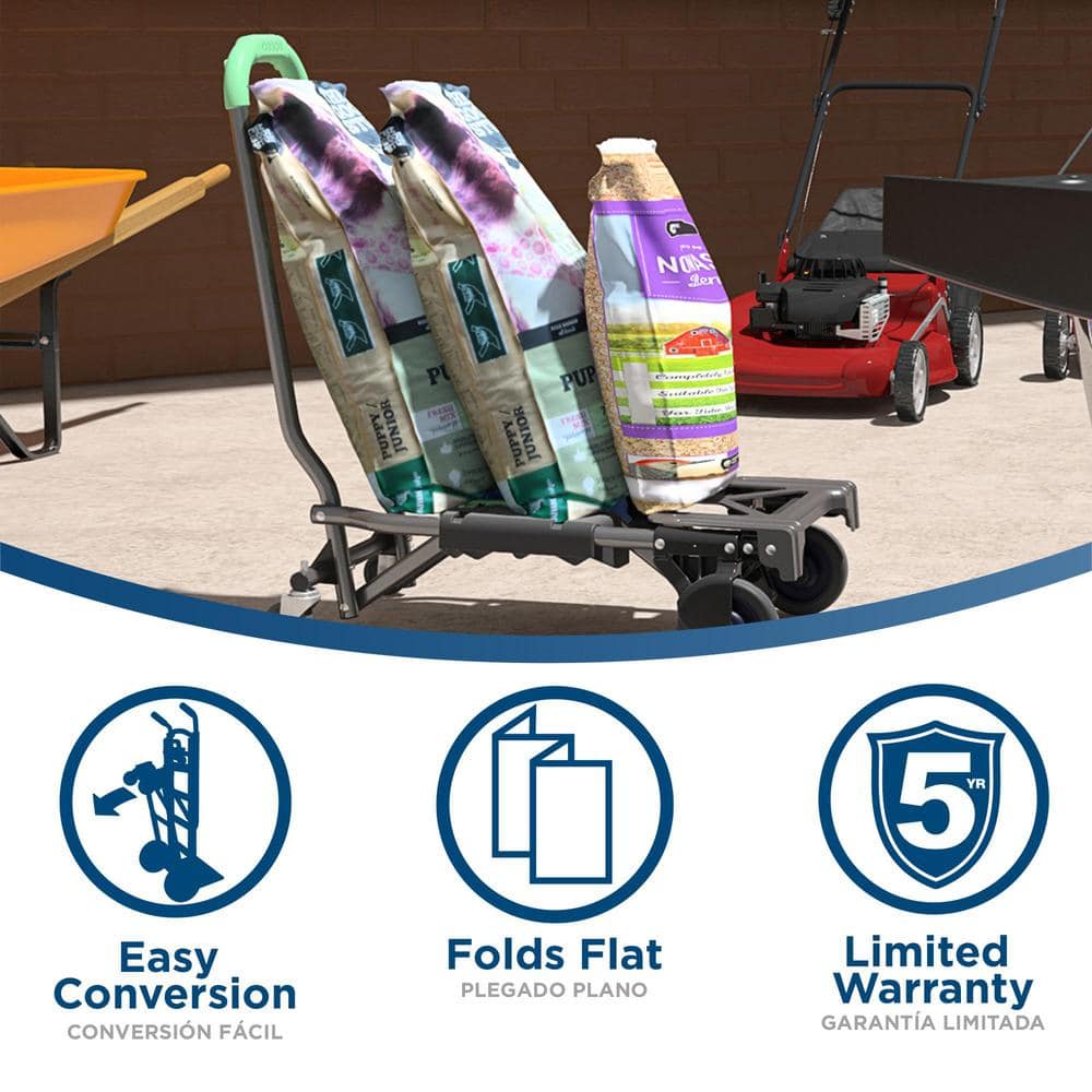 Cosco Shifter Multi-Position Folding Hand Truck and Cart with Green Accents