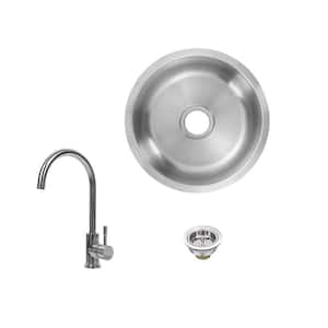 18 Gauge Stainless Steel 16 in. Undermount Bar Sink with Gooseneck Chome Faucet