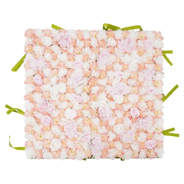 YIYIBYUS 39 in. Multi-Colored Artificial Silk Flower Wall Panel Rose Hydrangeas Flowering Plants Backdrop Wedding Party Decor