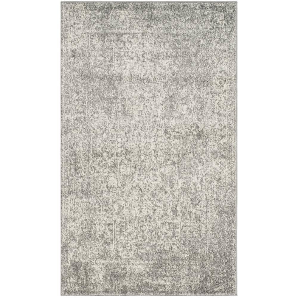Evoke Silver/Ivory Doormat 3 ft. x 5 ft. Distressed Border Medallion Area Rug price history on PriceWatchPro