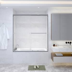 60 in. W x 62 in. H Double Sliding Framed Shower Door in Polished Chrome Finish with Transparent Glass